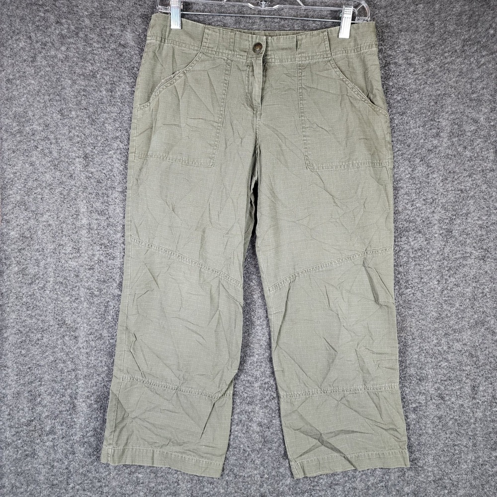 Younique Jeans Ripstop Cargo Crop Pants Womens 8 Olive  Utility Straight Leg